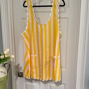 Anthropologie Yellow and White Striped Swim Coverup